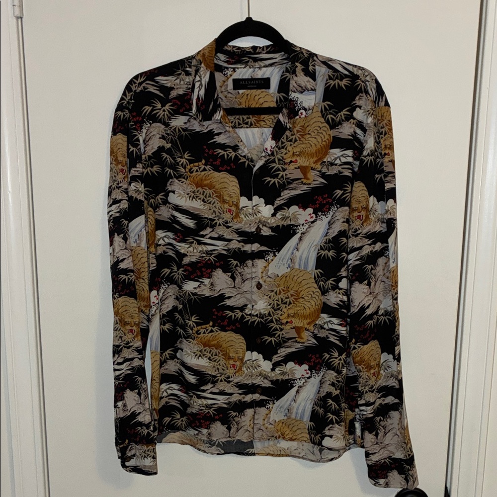 All Saints Sumatra Slim Fit Button Down Long Sleeve Shirt - Picture 5 of 8